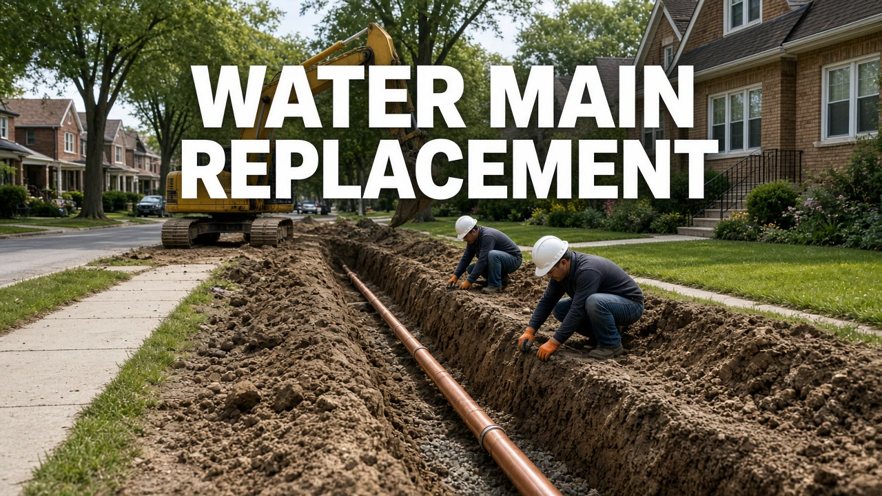 Chicago water main and lead service line replacement - copper pipe trench work by URB Remodeling
